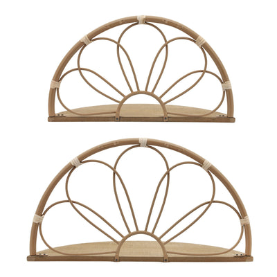 METAL, S/2 11/13" ARCHED FLOWER WALL SHELVES,BROWN - Al Rugaib Furniture