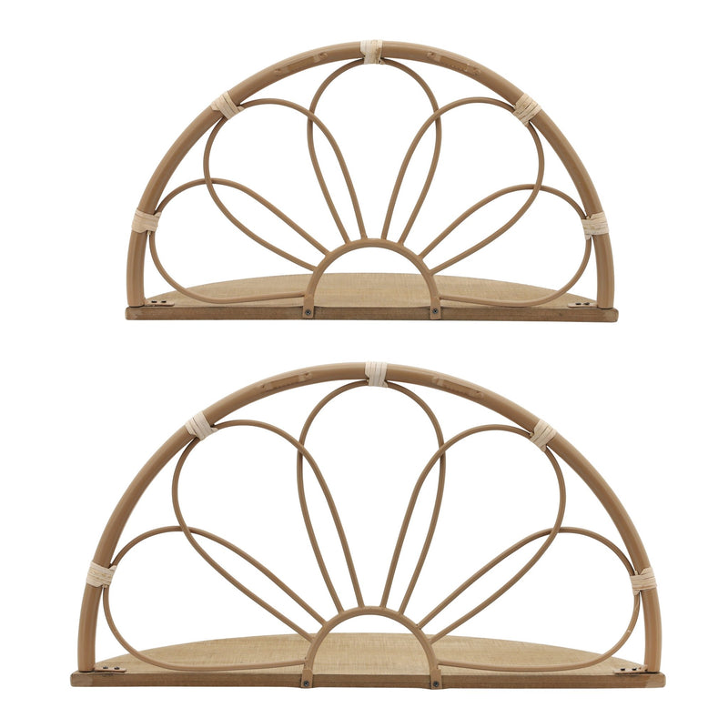 METAL, S/2 11/13" ARCHED FLOWER WALL SHELVES,BROWN - Al Rugaib Furniture