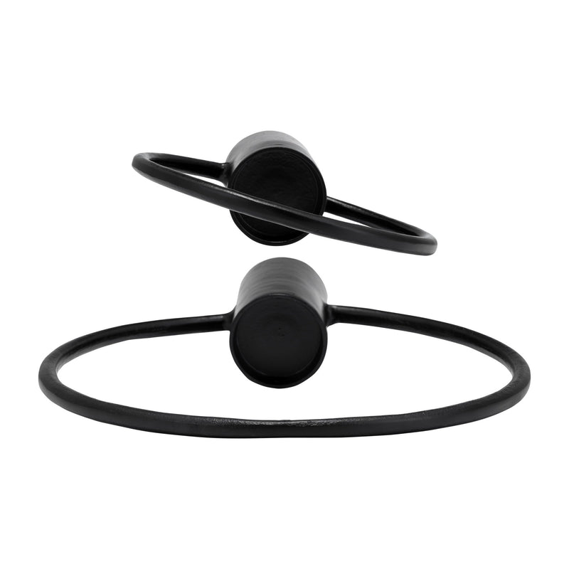 METAL, S/2, 13/19" FULL CIRCLE TEA LIGHT STAND, BK - Al Rugaib Furniture