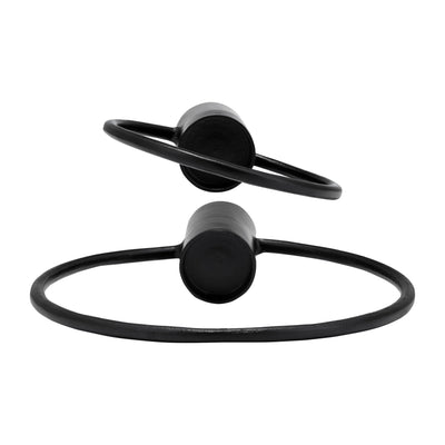 METAL, S/2, 13/19" FULL CIRCLE TEA LIGHT STAND, BK - Al Rugaib Furniture