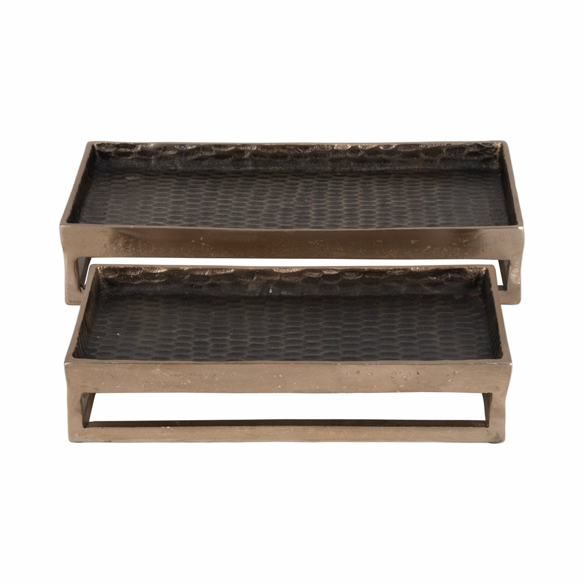 Metal, S/2 15/18" Relica Hammered Trays Table Decors| Sagebrook Home