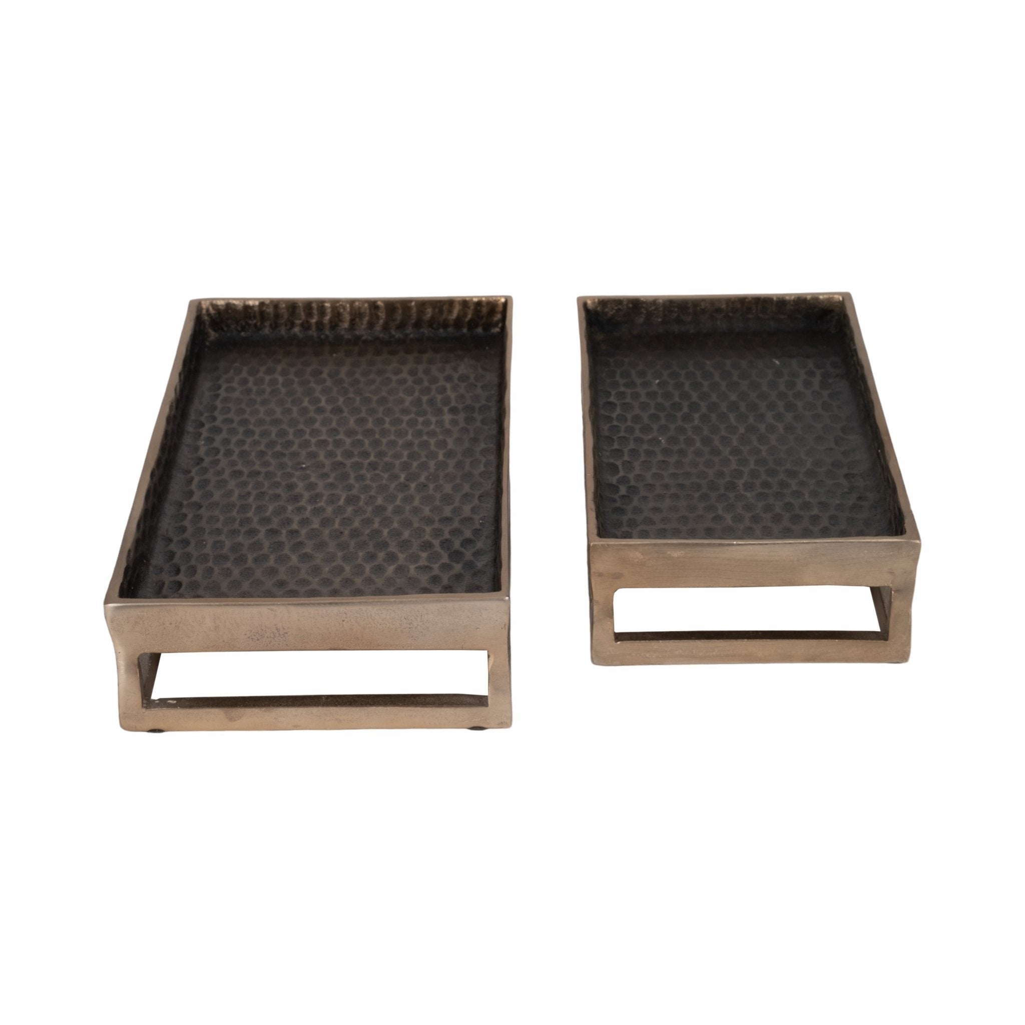 Metal, S/2 15/18" Relica Hammered Trays Table Decors| Sagebrook Home