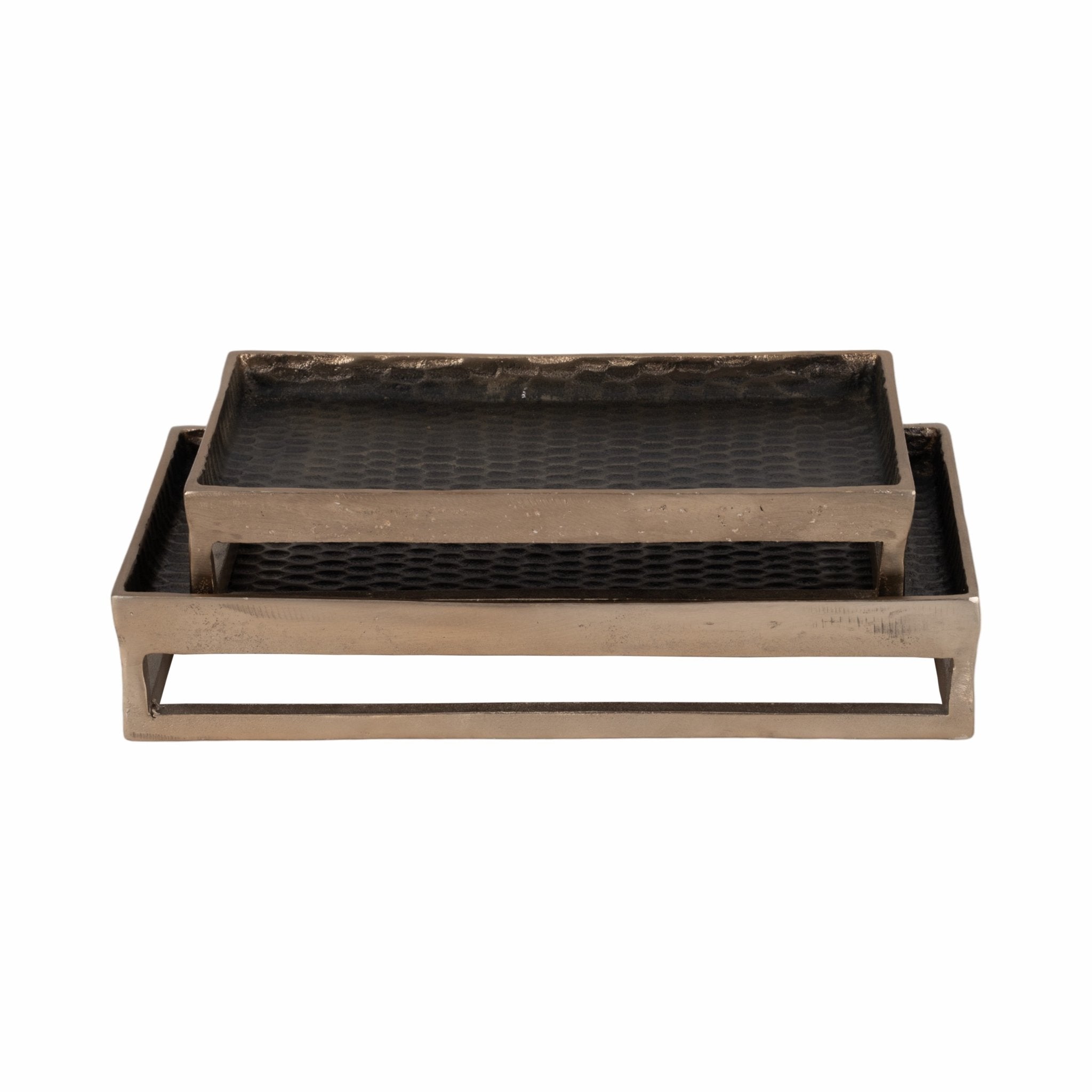 Metal, S/2 15/18" Relica Hammered Trays Table Decors| Sagebrook Home