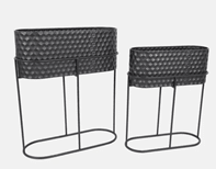 METAL, S/2 20/24" OVAL PLANTERS, BLACK Outdoor Planters| Sagebrook Home