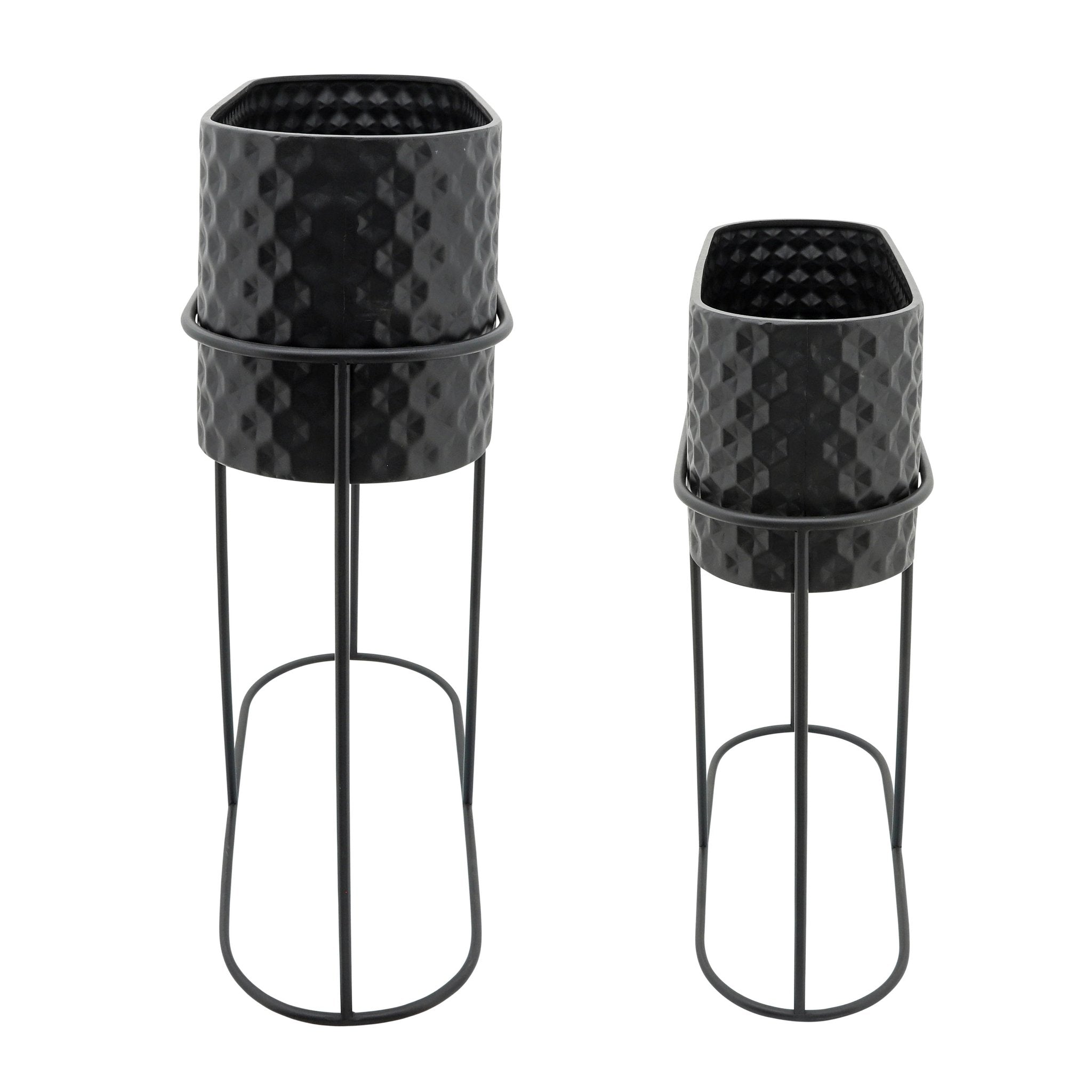 METAL, S/2 20/24" OVAL PLANTERS, BLACK Outdoor Planters| Sagebrook Home