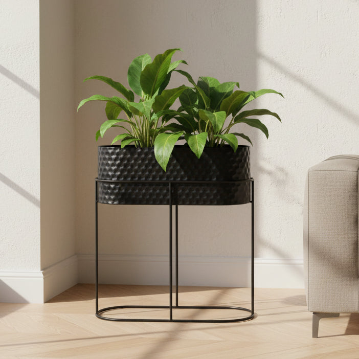METAL, S/2 20/24" OVAL PLANTERS, BLACK Outdoor Planters| Sagebrook Home