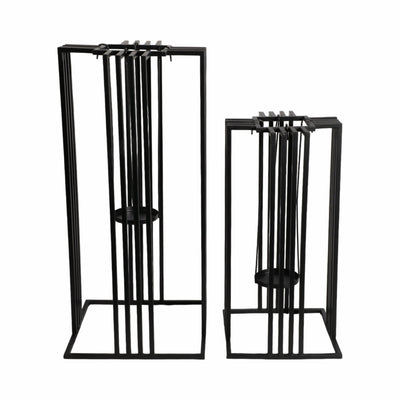 METAL, S/2 20/26"H OPEN LANTERNS, BLACK - Al Rugaib Furniture