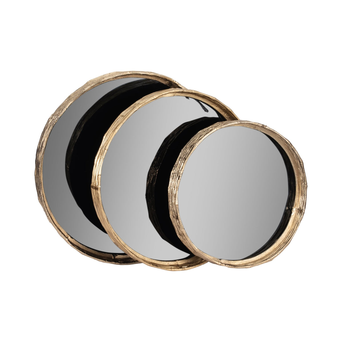 METAL, S/3 16/19/21" ROUND TRAYS, GOLD/BLACK Tray| Sagebrook Home
