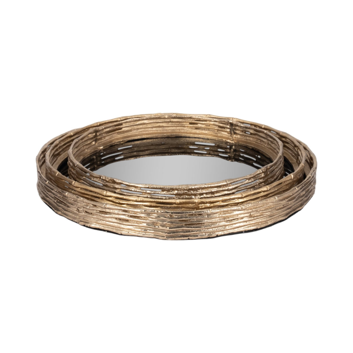METAL, S/3 16/19/21" ROUND TRAYS, GOLD/BLACK Tray| Sagebrook Home