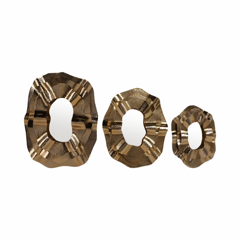 Metal, S/3 17/21/25" Sarasota Gold Mirrors - Al Rugaib Furniture