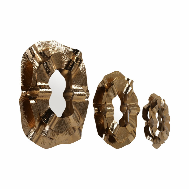 Metal, S/3 17/21/25" Sarasota Gold Mirrors - Al Rugaib Furniture