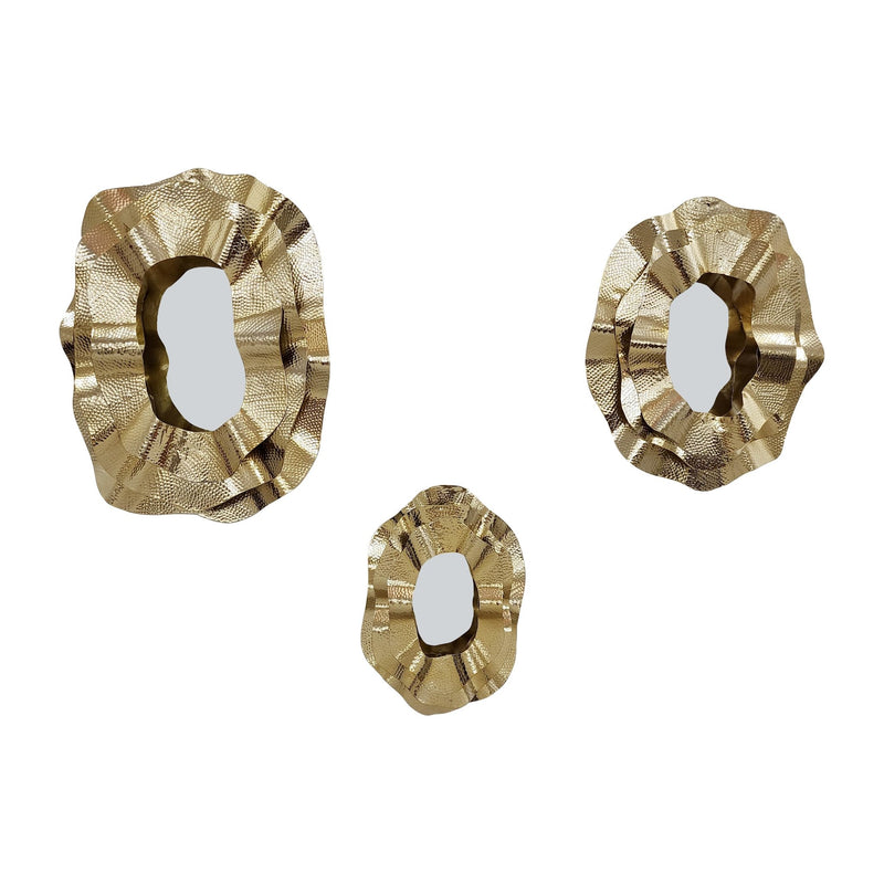Metal, S/3 17/21/25" Sarasota Gold Mirrors - Al Rugaib Furniture