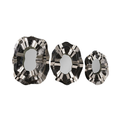Metal, S/3 17/21/25" Sarasota Silver Mirrors - Al Rugaib Furniture