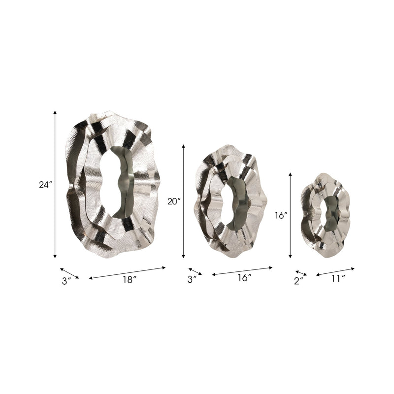 Metal, S/3 17/21/25" Sarasota Silver Mirrors - Al Rugaib Furniture