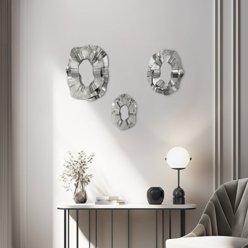 Metal, S/3 17/21/25" Sarasota Silver Mirrors - Al Rugaib Furniture