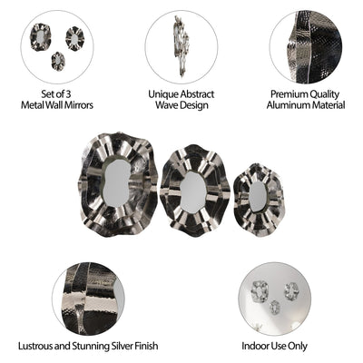 Metal, S/3 17/21/25" Sarasota Silver Mirrors - Al Rugaib Furniture