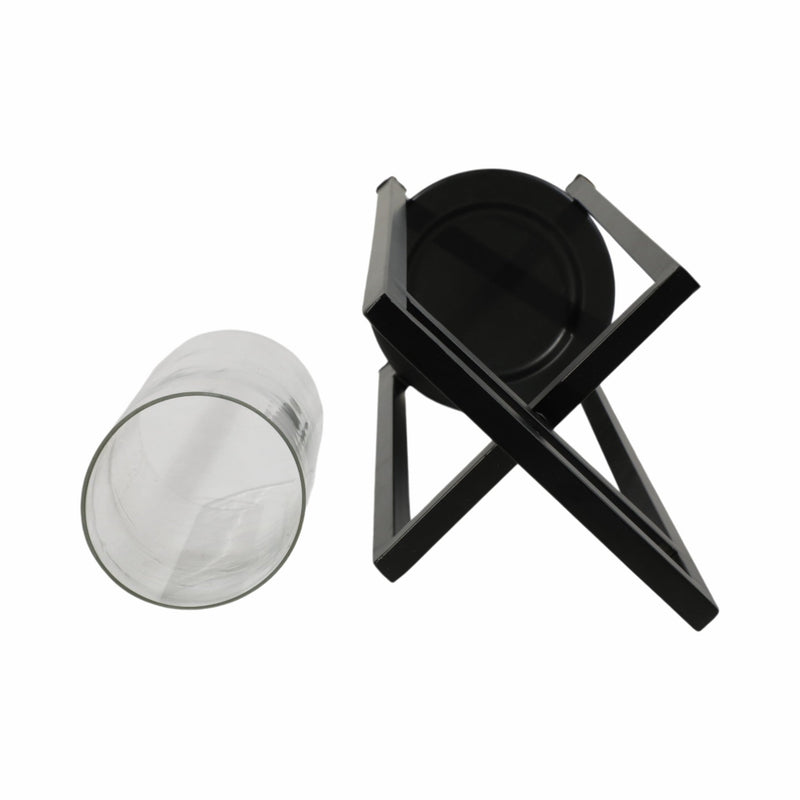 METAL, S/3 19/24/32"H ROUND OPEN LANTERNS, BLACK - Al Rugaib Furniture