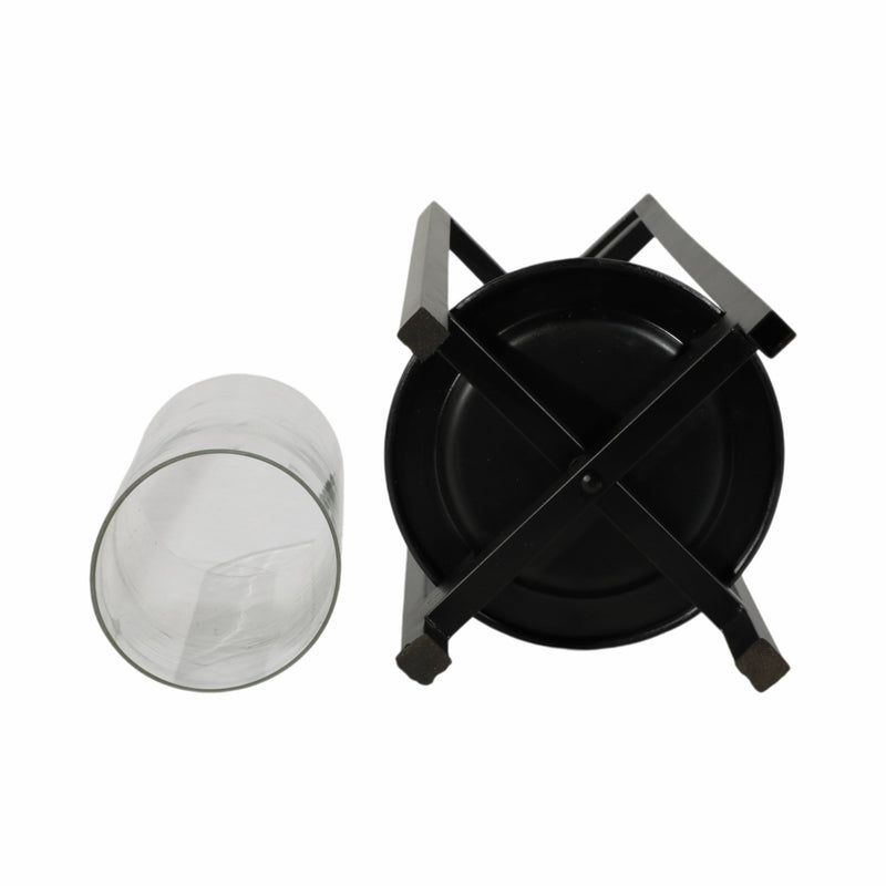 METAL, S/3 19/24/32"H ROUND OPEN LANTERNS, BLACK - Al Rugaib Furniture