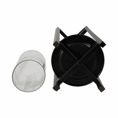 METAL, S/3 19/24/32"H ROUND OPEN LANTERNS, BLACK - Al Rugaib Furniture