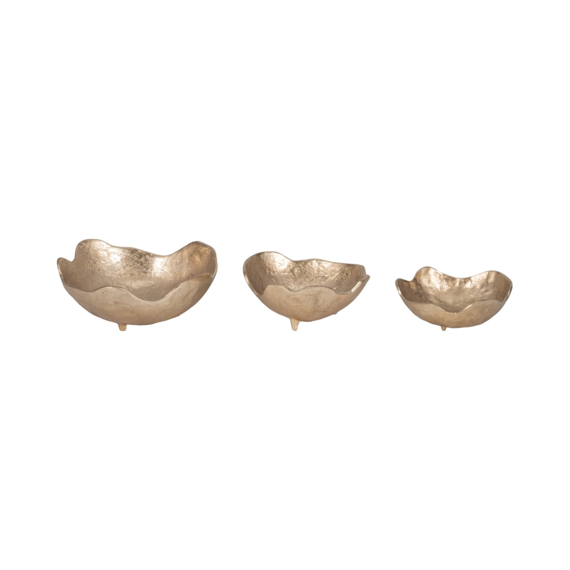 METAL, S/3 8/10/12" ORGANIC BOWLS, GOLD Table Decors| Sagebrook Home