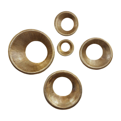 Metal, S/5 10/14/18/22/25" Pepin Gold Wall Rings - Al Rugaib Furniture