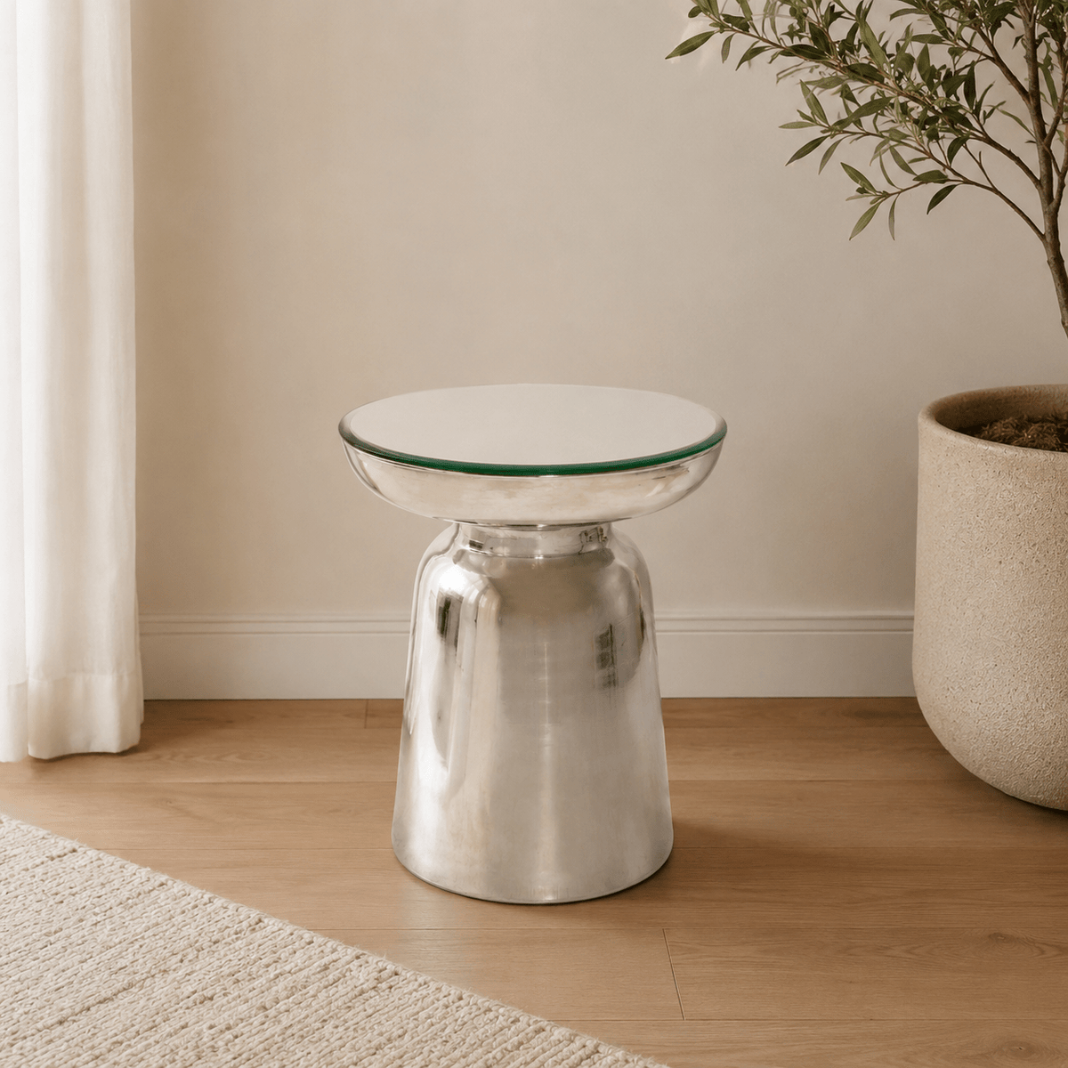 METAL, SIDE TABLE W/ MIRROR TOP, SILVER Accent & End Tables| Sagebrook Home