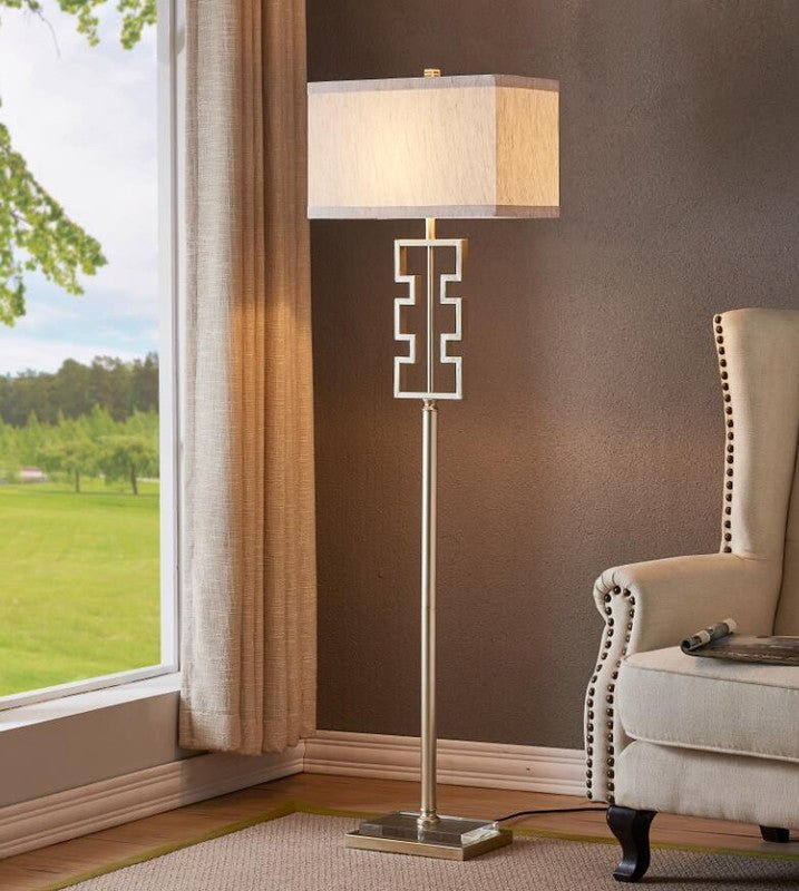 Metal Silver Leaf Finish Floor Lamp Floor lamps| Crestview