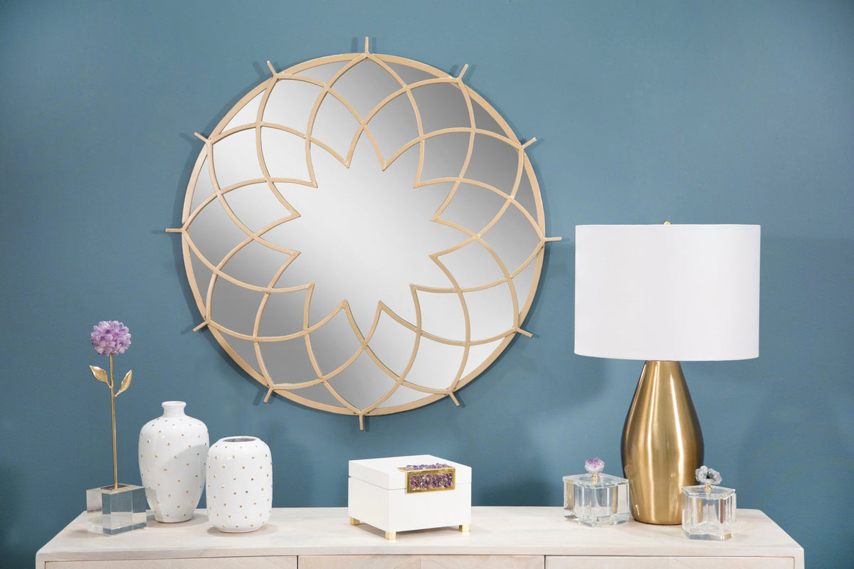 Metal Spirograph Mirror, Gold, Window Box Pack Mirrors| Sagebrook Home