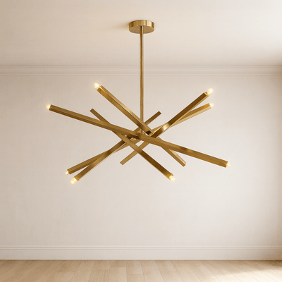 METAL SQUARE TUBE 12 LIGHT CHANDELIER - Al Rugaib Furniture