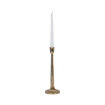 METAL, SQUARED OFF TAPER CANDLEHOLDER, GOLD - Al Rugaib Furniture