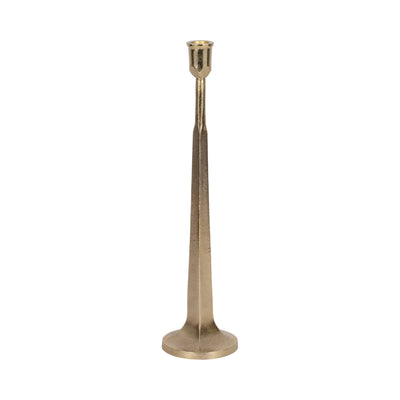 METAL, SQUARED OFF TAPER CANDLEHOLDER, GOLD - Al Rugaib Furniture