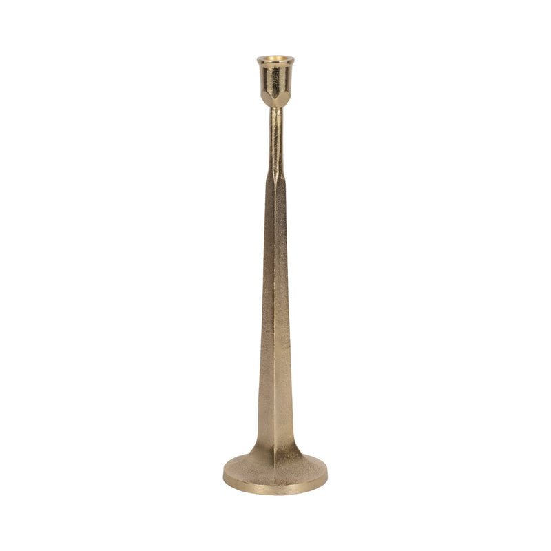METAL, SQUARED OFF TAPER CANDLEHOLDER, GOLD - Al Rugaib Furniture