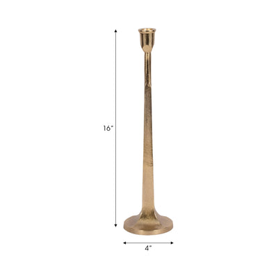 METAL, SQUARED OFF TAPER CANDLEHOLDER, GOLD - Al Rugaib Furniture