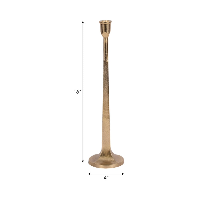 METAL, SQUARED OFF TAPER CANDLEHOLDER, GOLD - Al Rugaib Furniture