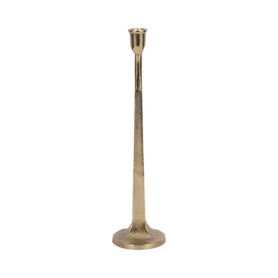 METAL, SQUARED OFF TAPER CANDLEHOLDER, GOLD - Al Rugaib Furniture