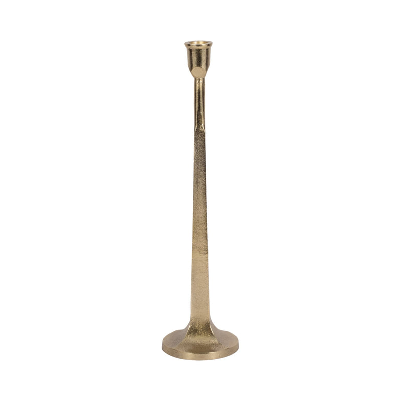 METAL, SQUARED OFF TAPER CANDLEHOLDER, GOLD - Al Rugaib Furniture