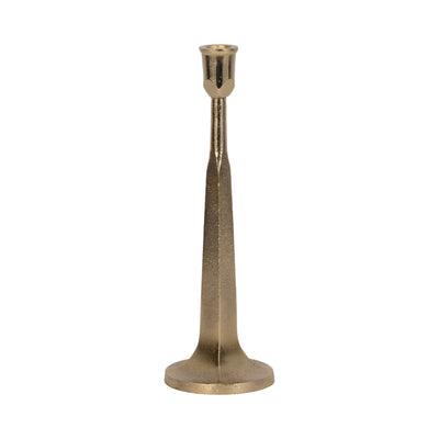 METAL, SQUARED OFF TAPER CANDLEHOLDER, GOLD - Al Rugaib Furniture