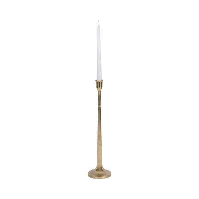 METAL, SQUARED OFF TAPER CANDLEHOLDER, GOLD - Al Rugaib Furniture
