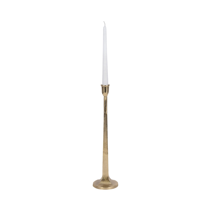 METAL, SQUARED OFF TAPER CANDLEHOLDER, GOLD - Al Rugaib Furniture