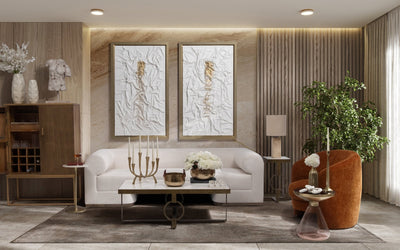 METAL, SQUARED OFF TAPER CANDLEHOLDER, GOLD - Al Rugaib Furniture