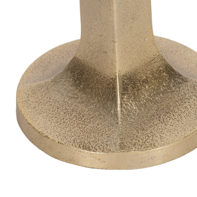 METAL, SQUARED OFF TAPER CANDLEHOLDER, GOLD - Al Rugaib Furniture