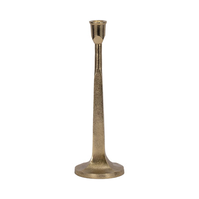 METAL, SQUARED OFF TAPER CANDLEHOLDER, GOLD - Al Rugaib Furniture