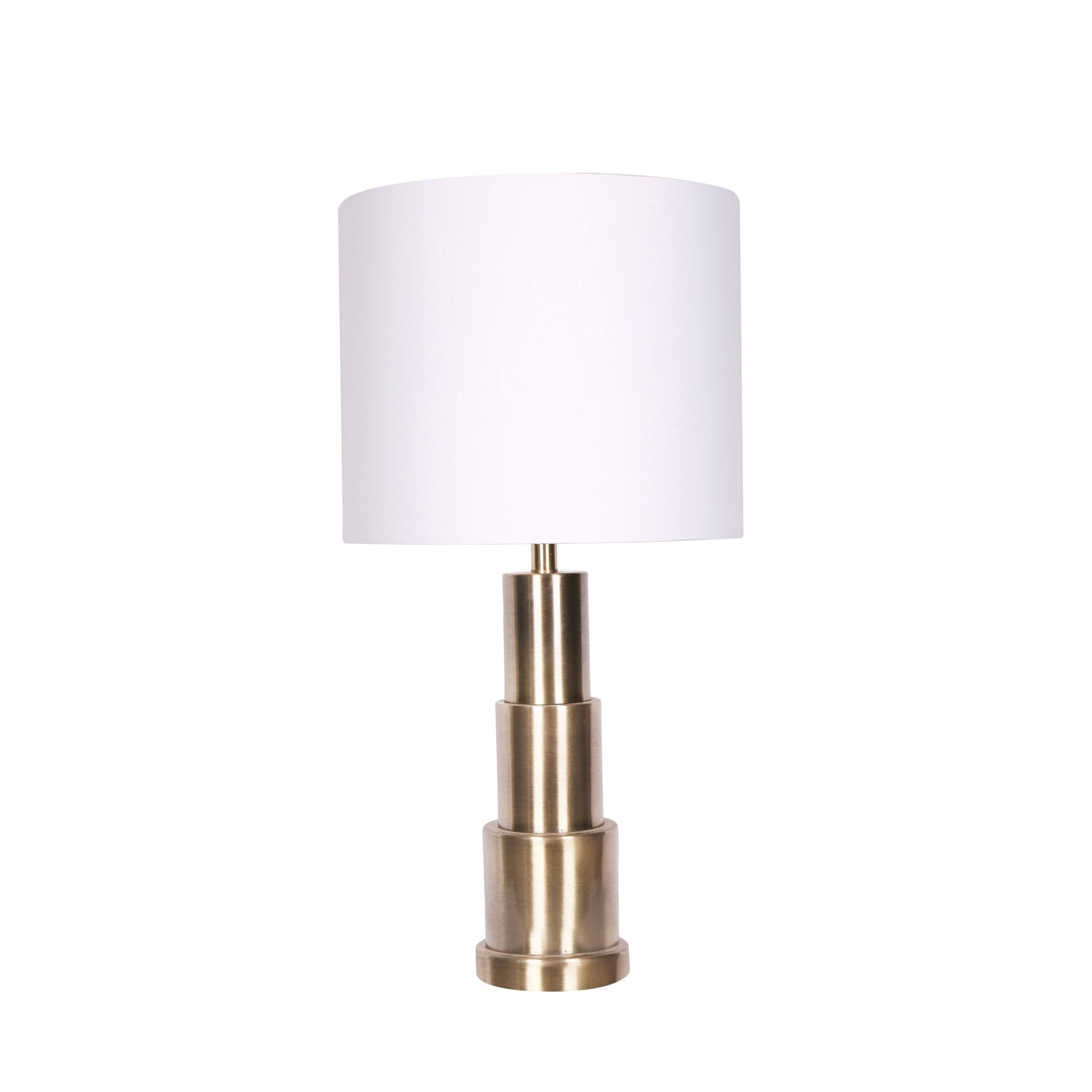METAL STACKED CYLINDER LAMP BRASS GOLD Table Lamps| Sagebrook Home