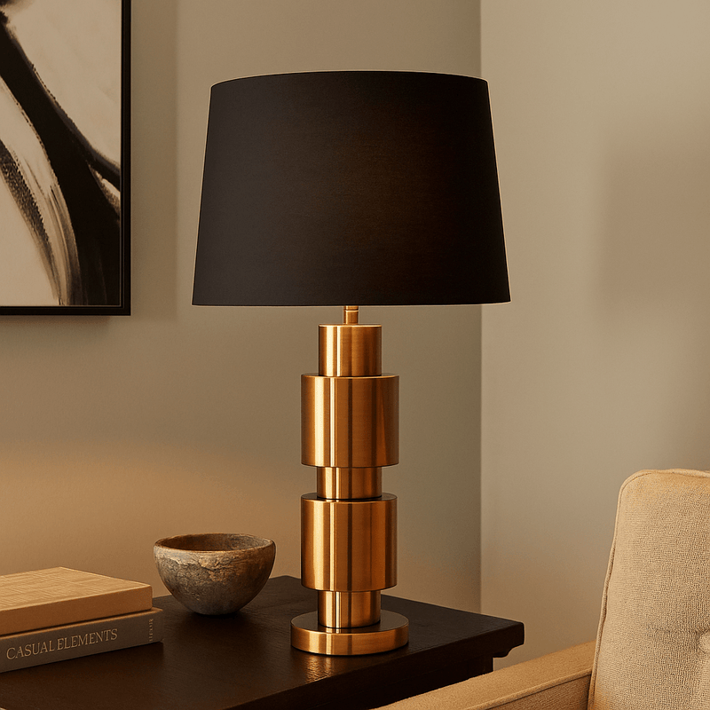 METAL STACKED CYLINDER TABLE LAMP - Al Rugaib Furniture