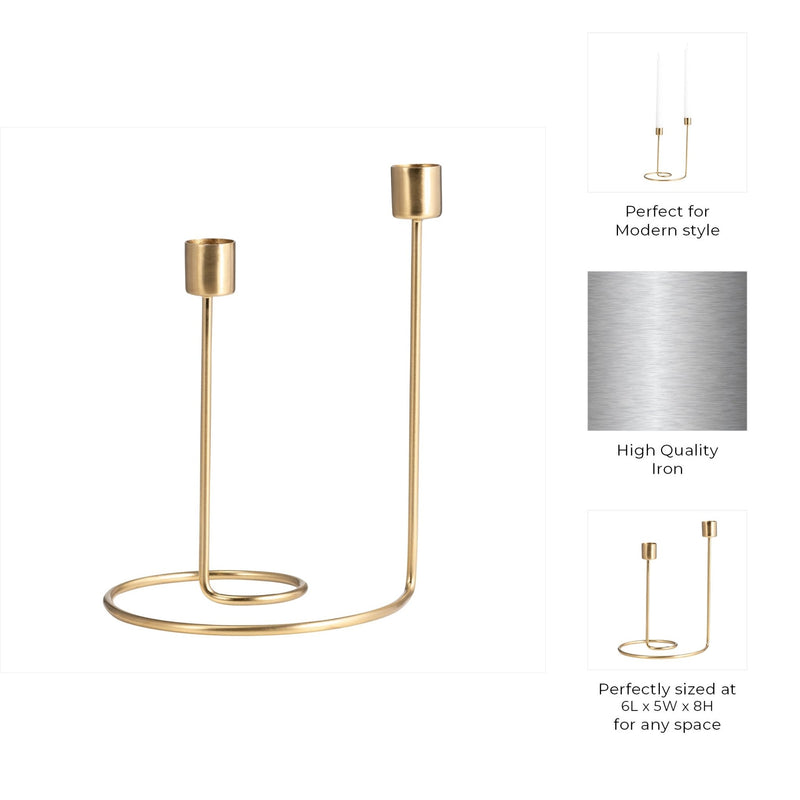 METAL, SWIRLY 2 - TAPER CANDLEHOLDER - Al Rugaib Furniture