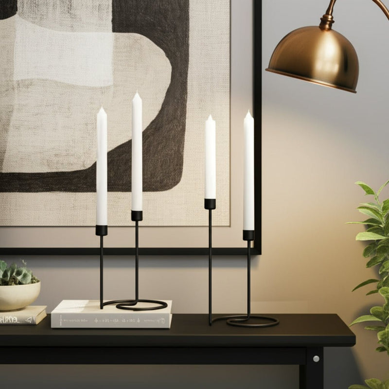 METAL, SWIRLY 2 - TAPER CANDLEHOLDER - Al Rugaib Furniture