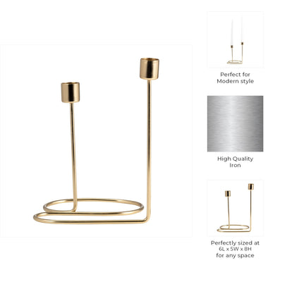 METAL, SWIRLY 2 - TAPER CANDLEHOLDER - Al Rugaib Furniture