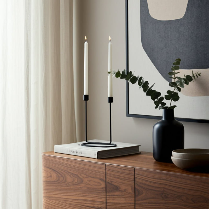 METAL, SWIRLY 2 - TAPER CANDLEHOLDER - Al Rugaib Furniture