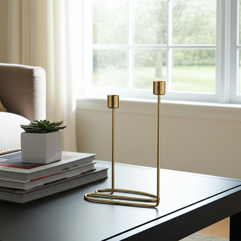 METAL, SWIRLY 2 - TAPER CANDLEHOLDER - Al Rugaib Furniture