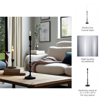 METAL, TAPER CANDLE HOLDER, BLACK - Al Rugaib Furniture